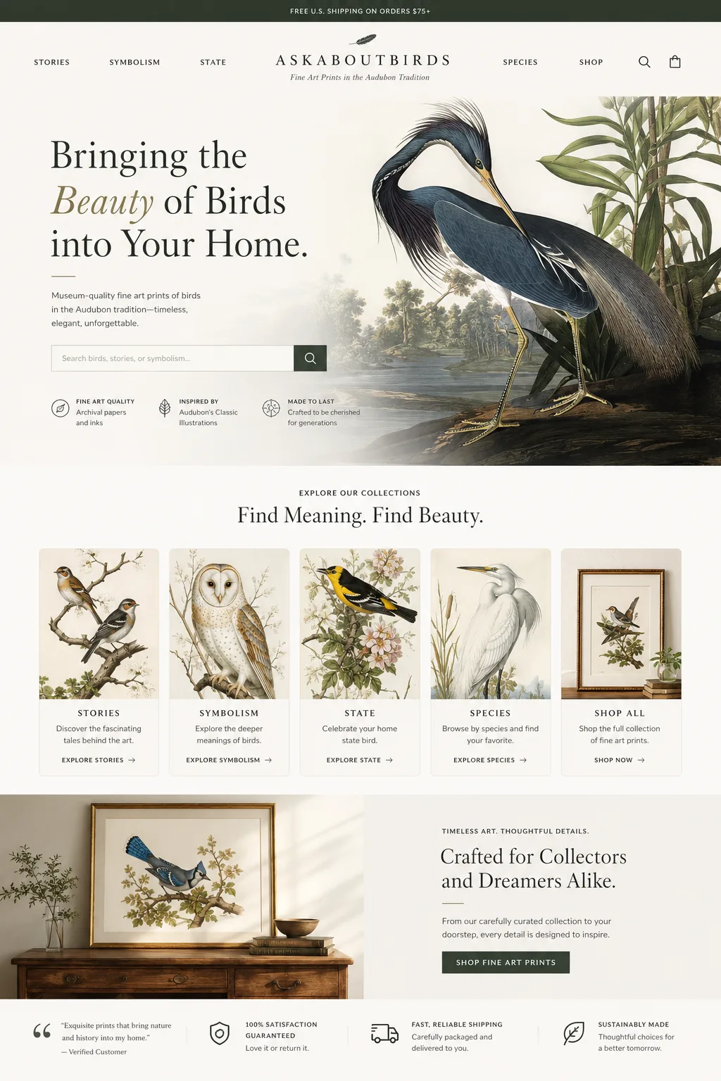 Ask About Birds fine art print website redesign